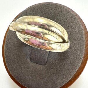 VTG Solid Sterling Silver 925 Interlocking Bands Rolling Rings Size 7.25